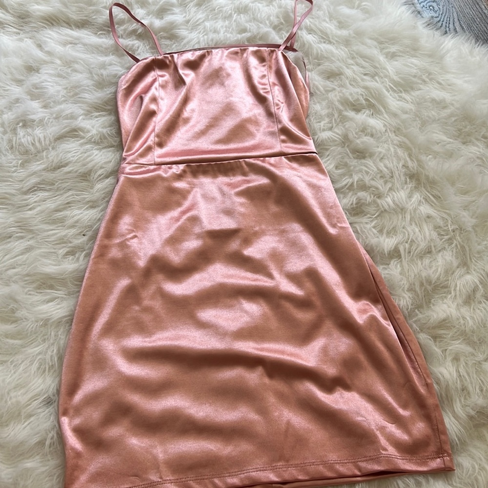 Pink satin mini dress